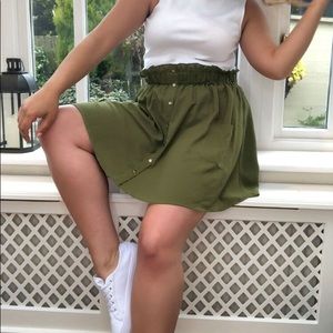 Army Green Paper Bag Waist Skirt 1X